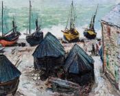 克劳德 莫奈 : Boats on the Beach, Etretat
